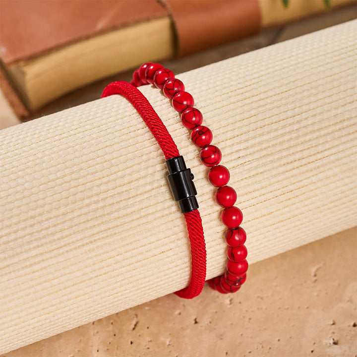 Ensemble de deux bracelets vintage pour homme en cuir et pierre naturelle - image 14
