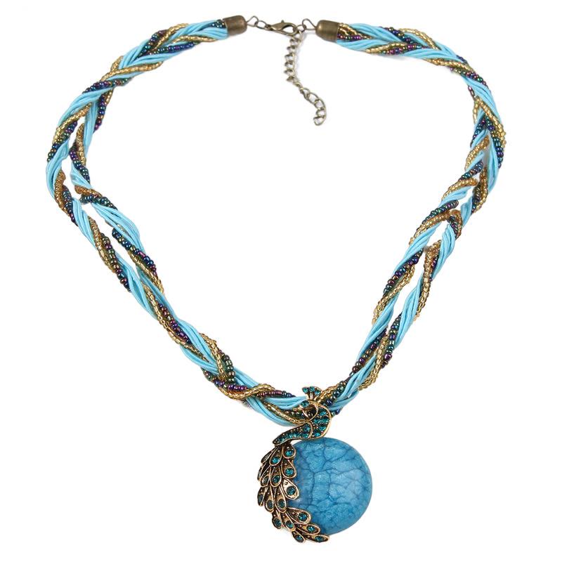 Collier bohème pour femme, tissé à la main, orné de perles et de pierres bleues - Bleu - image 11