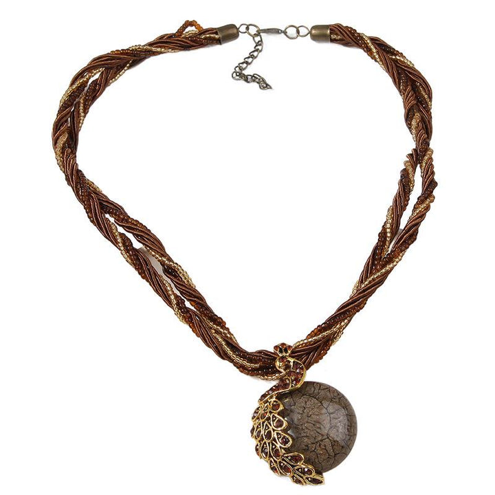 Collier bohème pour femme, tissé à la main, orné de perles et de pierres bleues - Café - image 7
