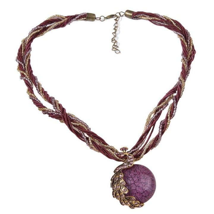 Collier bohème pour femme, tissé à la main, orné de perles et de pierres bleues - Violet - image 6