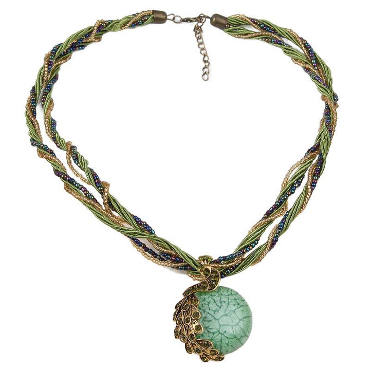 Collier bohème pour femme, tissé à la main, orné de perles et de pierres bleues - Vert - image 14