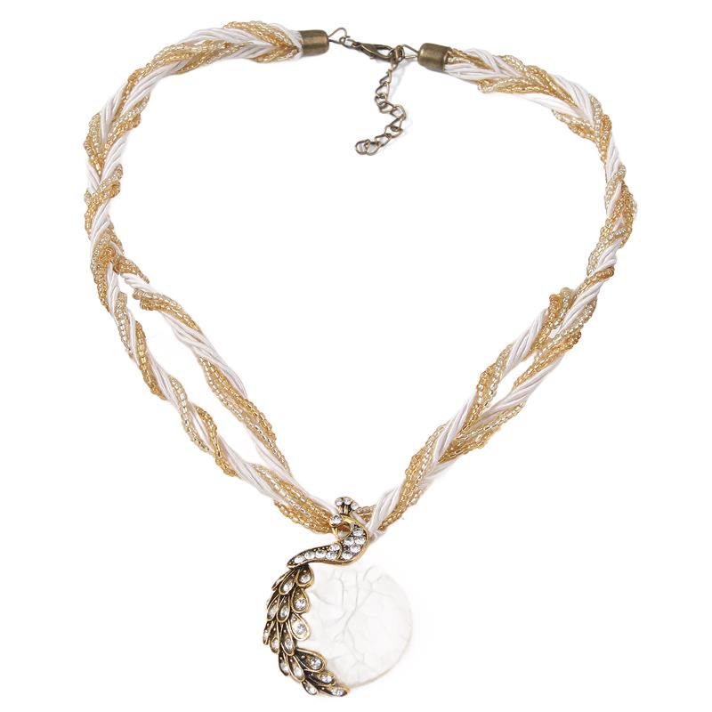 Collier bohème pour femme, tissé à la main, orné de perles et de pierres bleues - Blanc - image 5