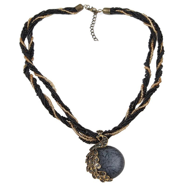 Collier bohème pour femme, tissé à la main, orné de perles et de pierres bleues - Gris - image 13