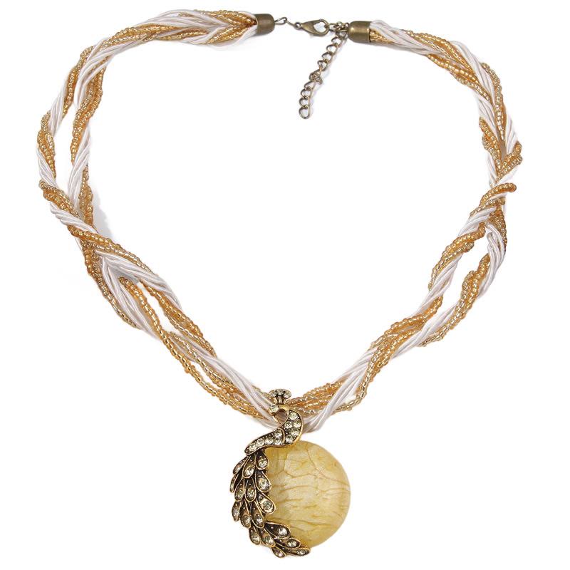 Collier bohème pour femme, tissé à la main, orné de perles et de pierres bleues - Jaune - image 10