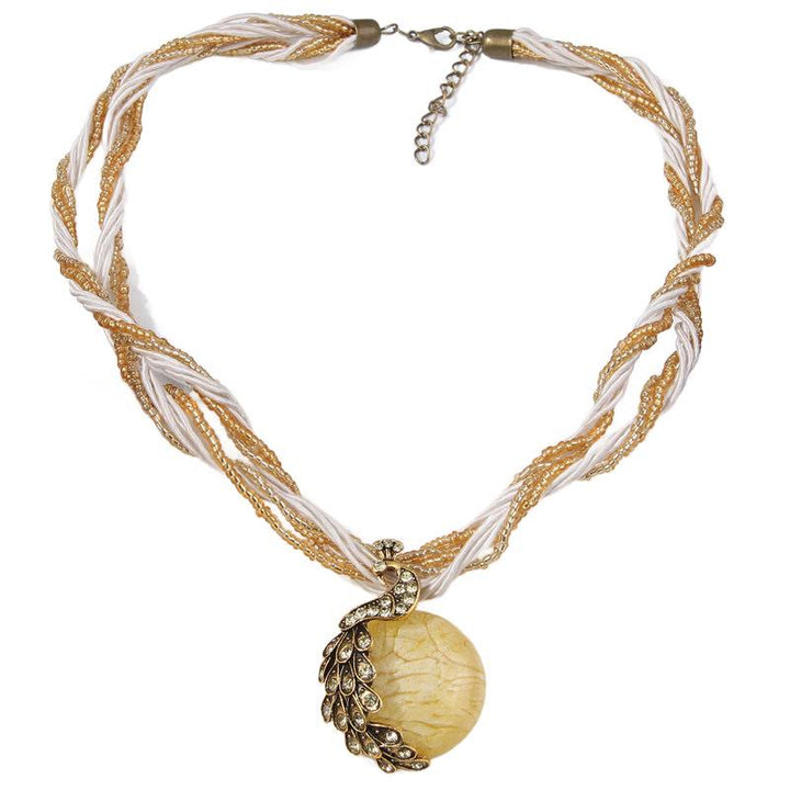 Collier bohème pour femme, tissé à la main, orné de perles et de pierres bleues - Jaune - image 10