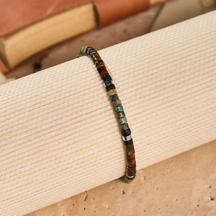 Bracelet ajustable minimaliste géométrique à perles cylindriques - image 5