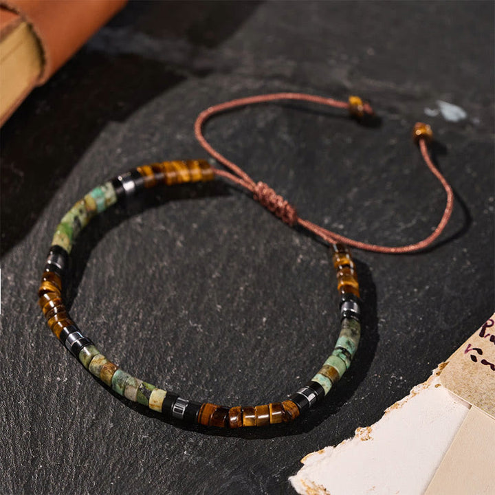 Bracelet ajustable minimaliste géométrique à perles cylindriques - image 0