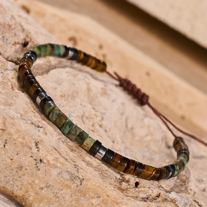 Bracelet ajustable minimaliste géométrique à perles cylindriques - image 3