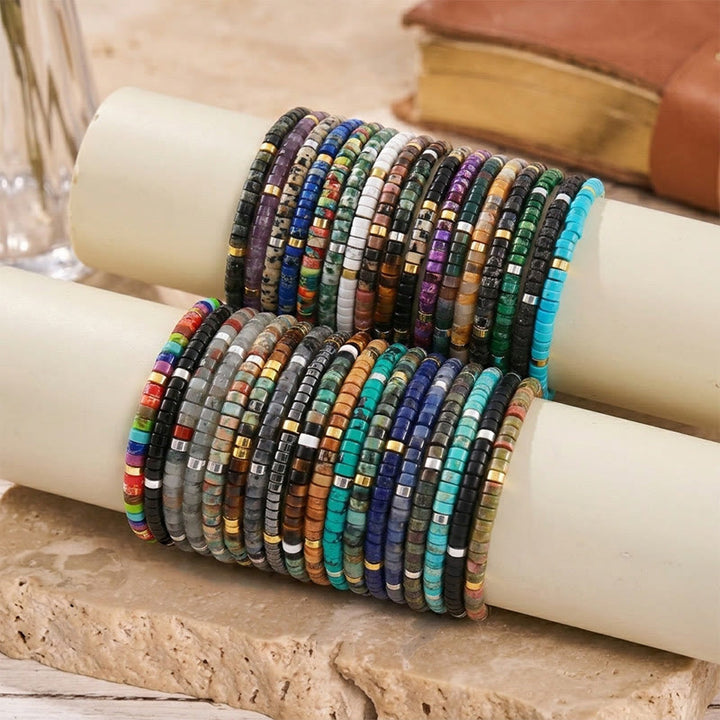 Bracelet ajustable minimaliste géométrique à perles cylindriques - image 9