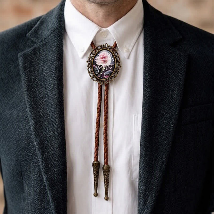Cravate bolo lumineuse rose éthérée vintage style western - image 2