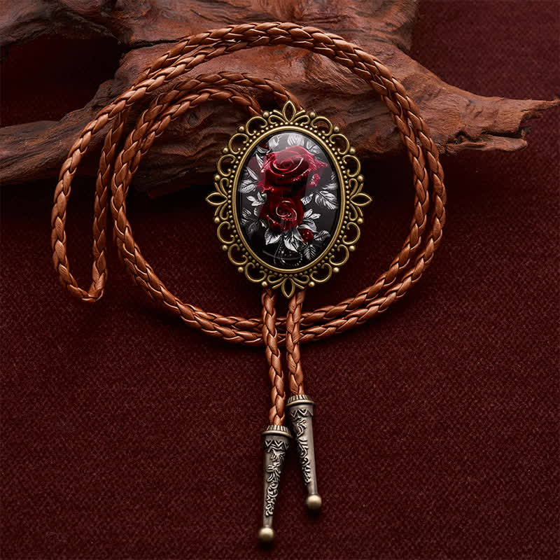 Cravate bolo lumineuse à motif floral gothique et rose de l'Ouest - Brun - image 0