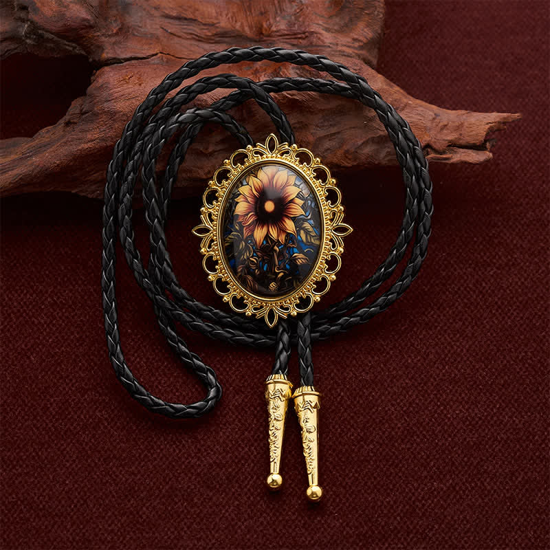Pendentif floral occidental tournesol doré, cravate bolo lumineuse - Tournesol - image 0