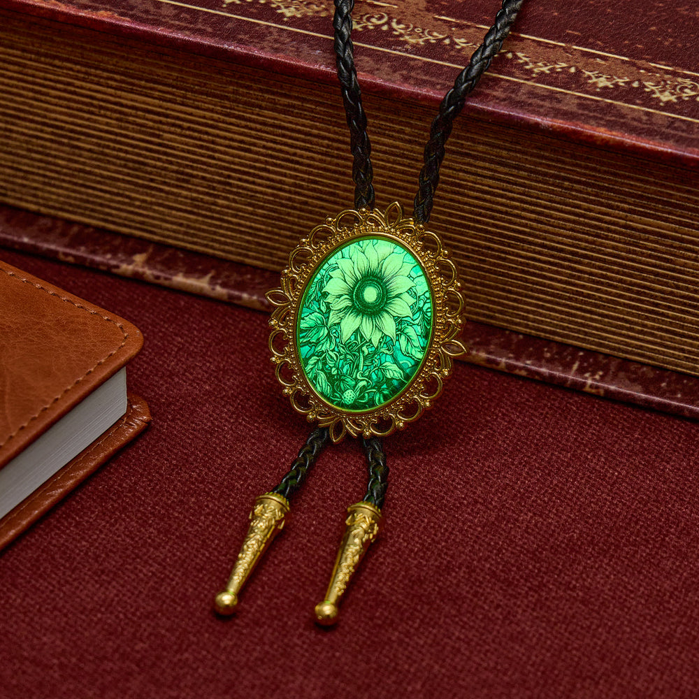 Pendentif floral occidental tournesol doré, cravate bolo lumineuse - image 1