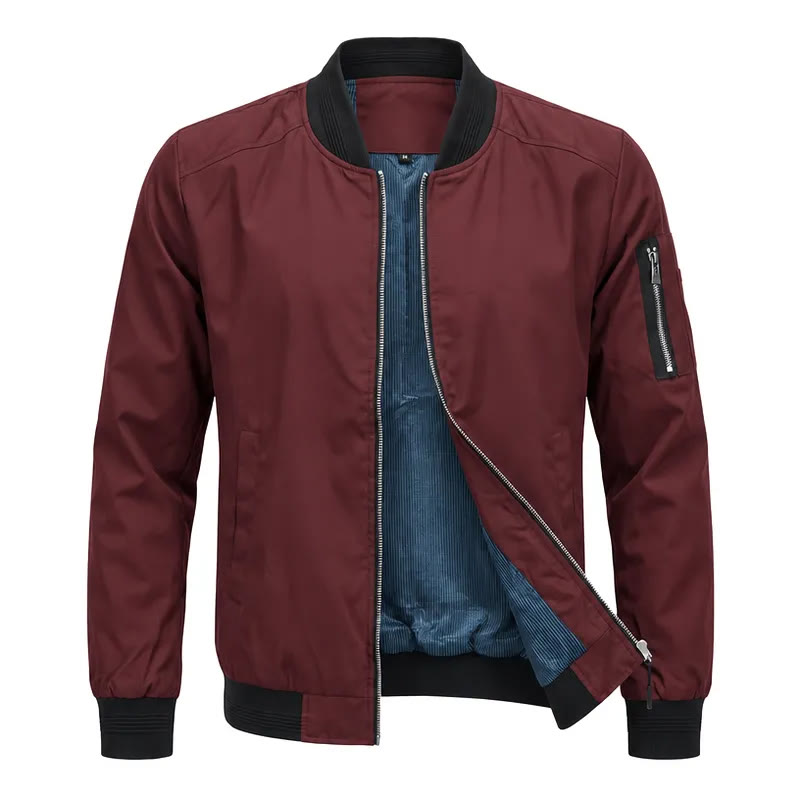 Veste bomber classique à col montant pour homme - Rouge - 5XL - image 2