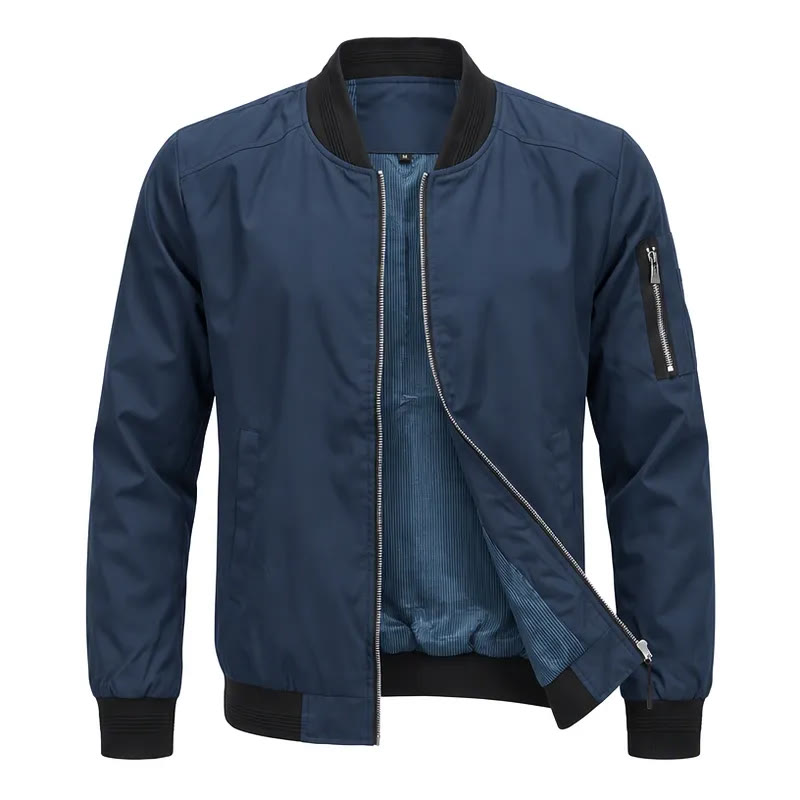 Veste bomber classique à col montant pour homme - Bleu foncé - 5XL - image 5