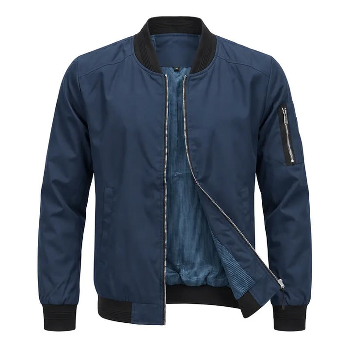 Veste bomber classique à col montant pour homme - Bleu foncé - 5XL - image 5