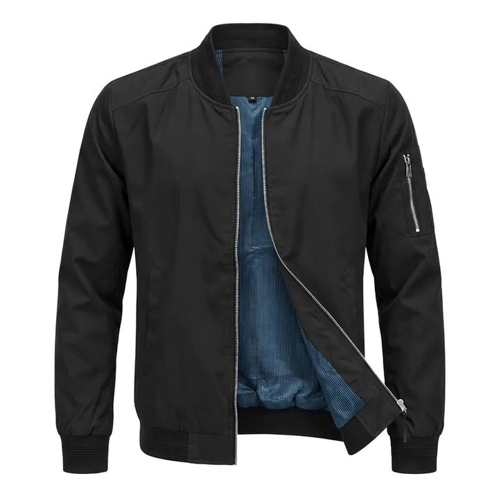 Veste bomber classique à col montant pour homme - Noir - 5XL - image 4
