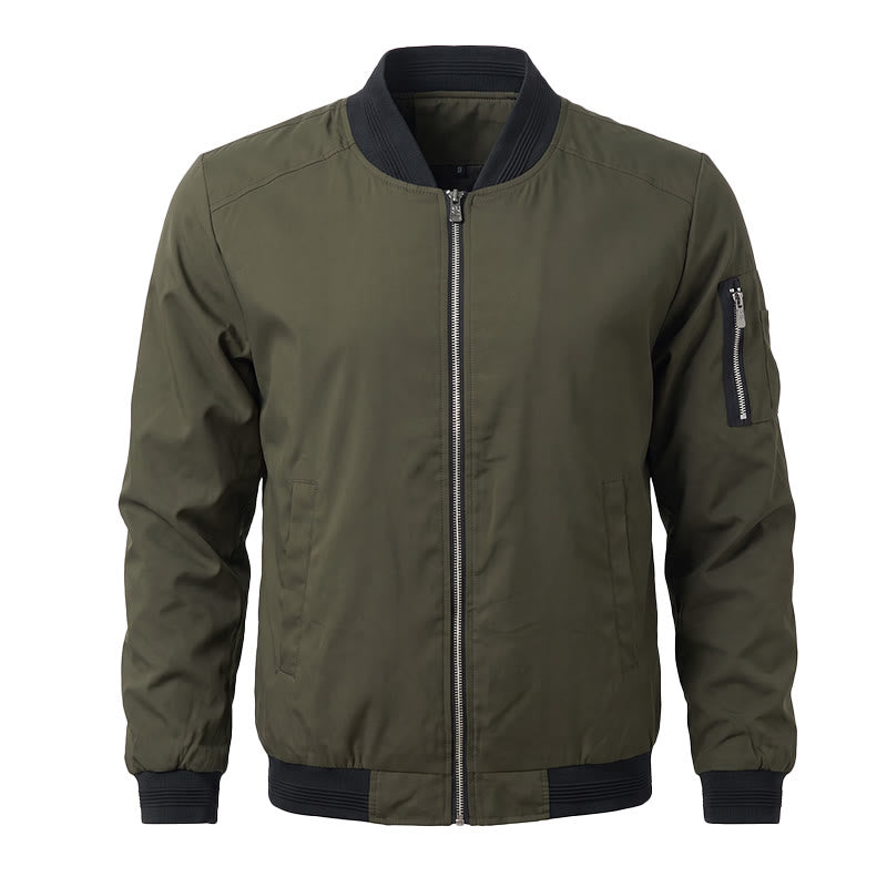 Veste bomber classique à col montant pour homme - Vert armée - 5XL - image 1