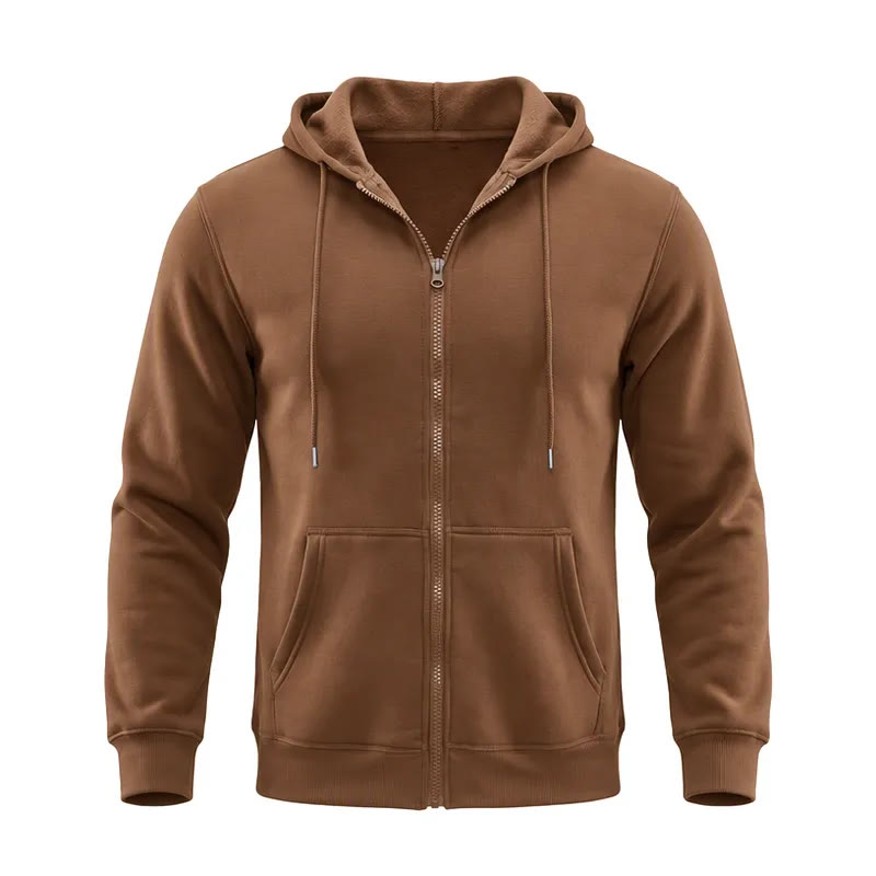 Veste à capuche polaire ample pour homme - Café - 3XL - image 9