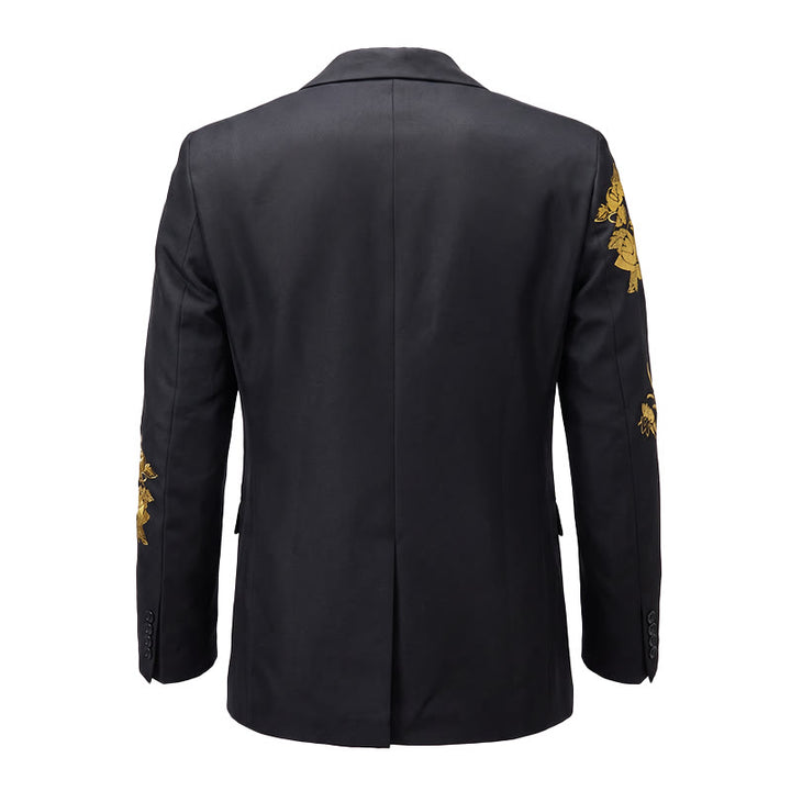 Blazer de soirée pour homme à imprimé floral doré - image 10