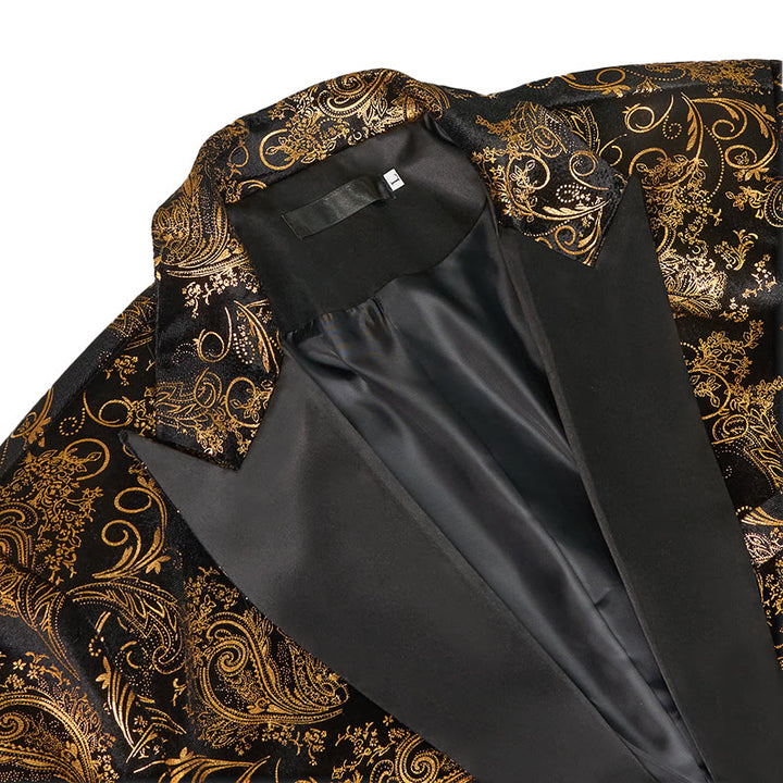 Blazer de luxe pour homme en jacquard floral doré - image 7