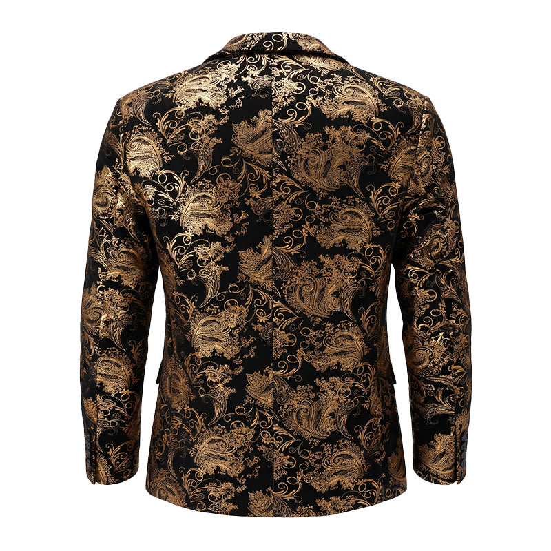 Blazer de luxe pour homme en jacquard floral doré - image 12
