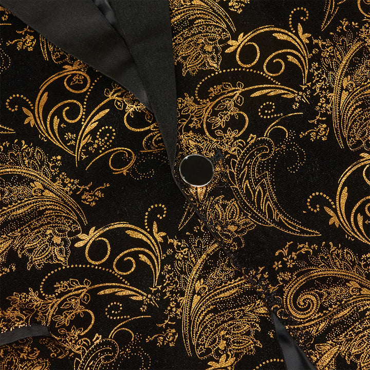 Blazer de luxe pour homme en jacquard floral doré - image 8