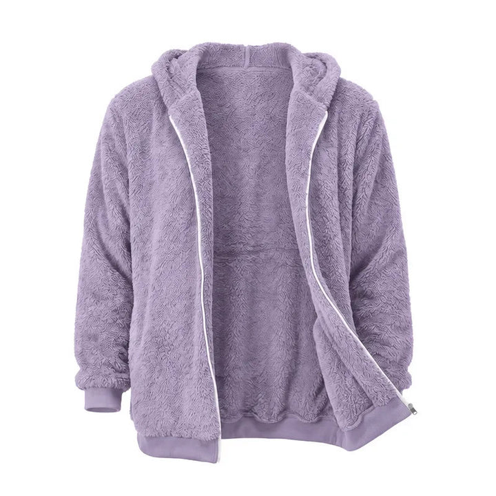 Manteau d'hiver à capuche zippé en polaire pour homme - Violet - 4XL - image 10