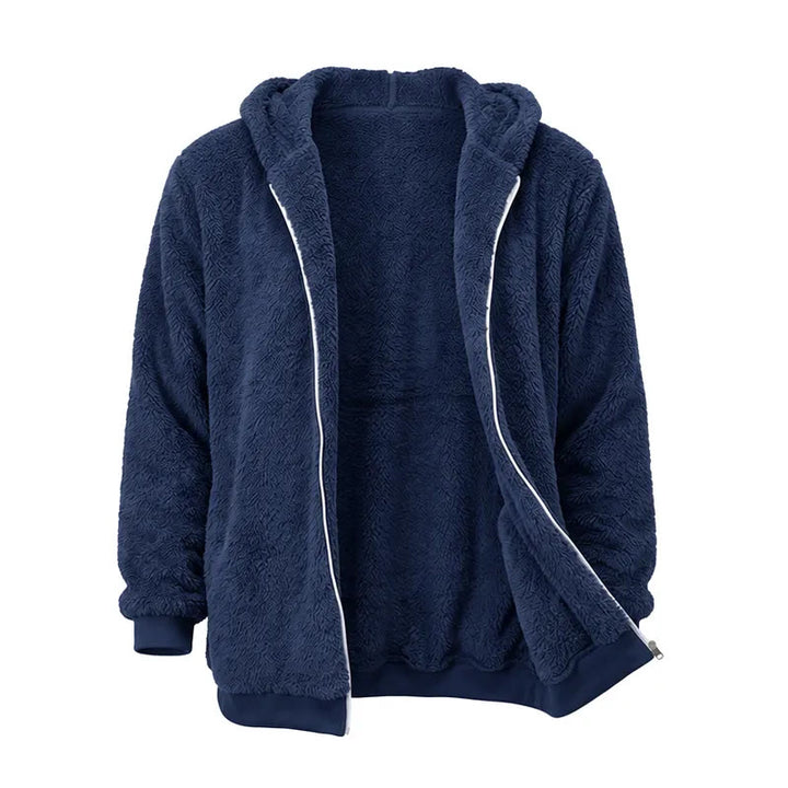 Manteau d'hiver à capuche zippé en polaire pour homme - Bleu royal - 4XL - image 6