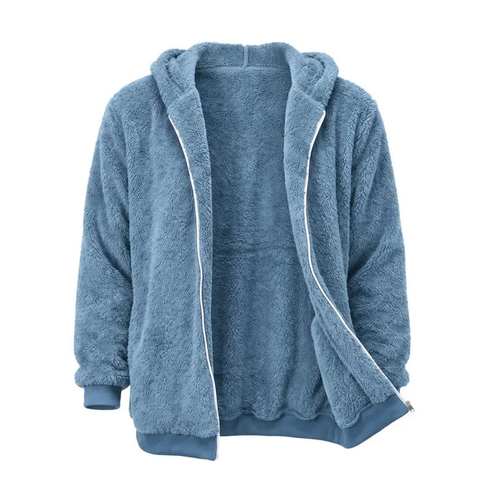 Manteau d'hiver à capuche zippé en polaire pour homme - Bleu - 4XL - image 11