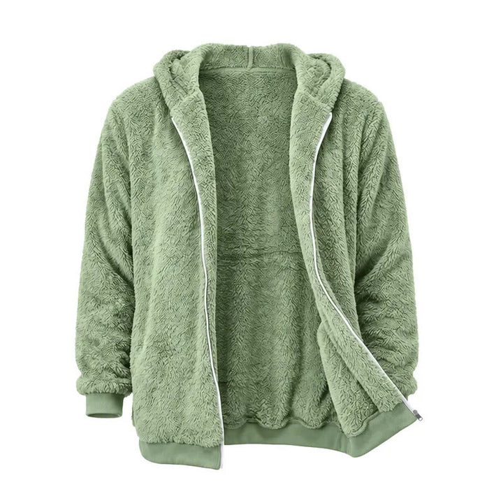 Manteau d'hiver à capuche zippé en polaire pour homme - Vert - 4XL - image 9
