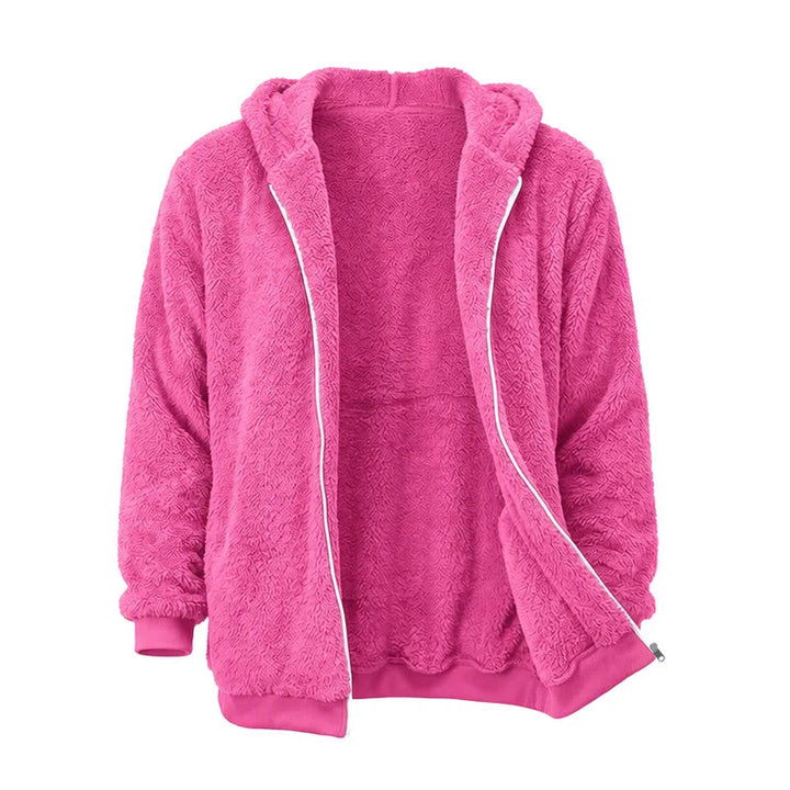 Manteau d'hiver à capuche zippé en polaire pour homme - Rose - 4XL - image 13