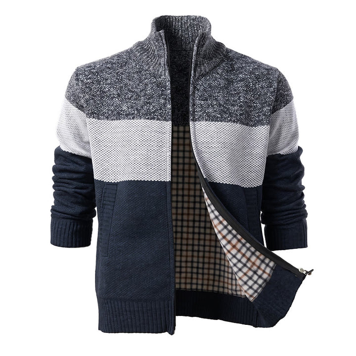 Gilet en maille doublé polaire à blocs de couleur pour homme - Gris foncé - 3XL - image 1