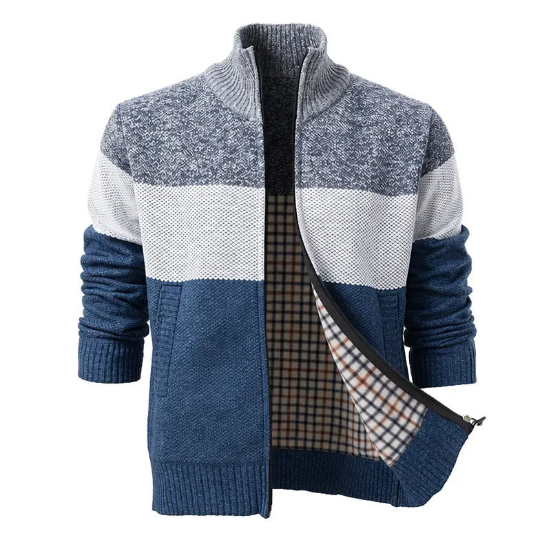 Gilet en maille doublé polaire à blocs de couleur pour homme - Gris clair - 3XL - image 2
