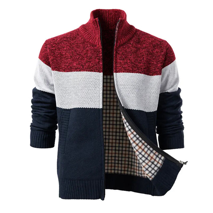 Gilet en maille doublé polaire à blocs de couleur pour homme - Rouge et bleu marine - 3XL - image 4