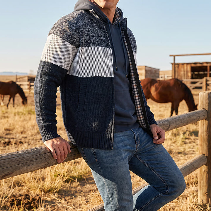Gilet en maille doublé polaire à blocs de couleur pour homme - image 0