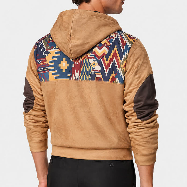 Veste à capuche chaude doublée polaire style western aztèque vintage pour homme - image 2