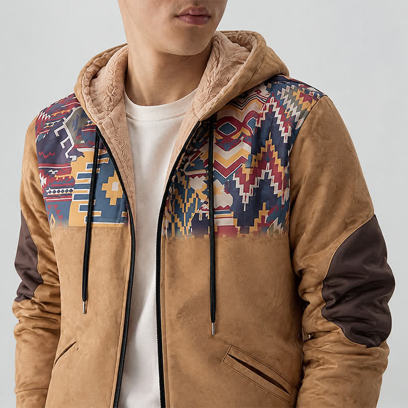 Veste à capuche chaude doublée polaire style western aztèque vintage pour homme - image 3