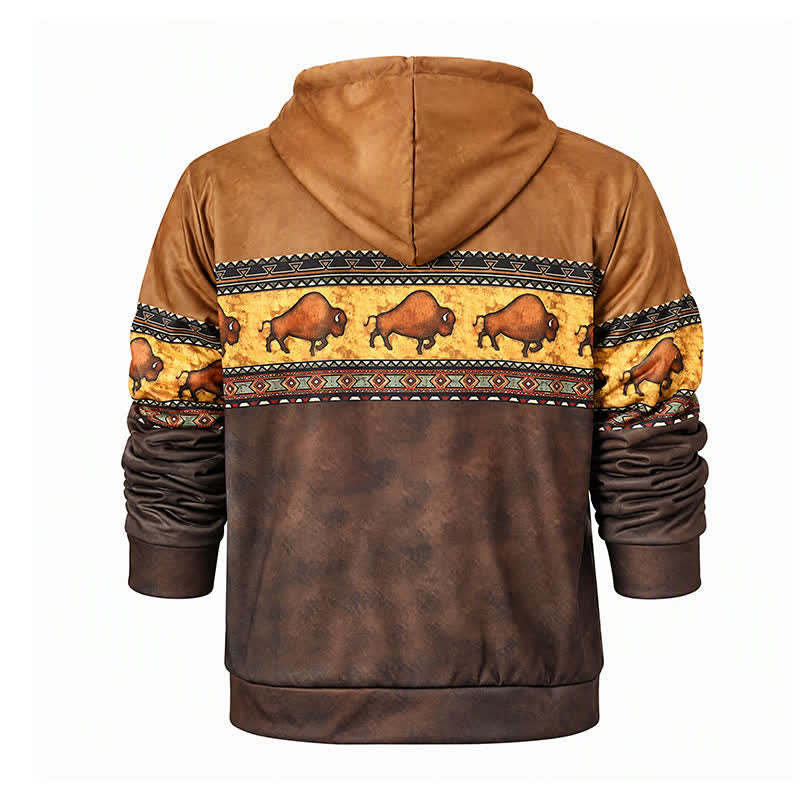 Veste de travail d'hiver à capuche pour homme, motif buffle amérindien - image 10