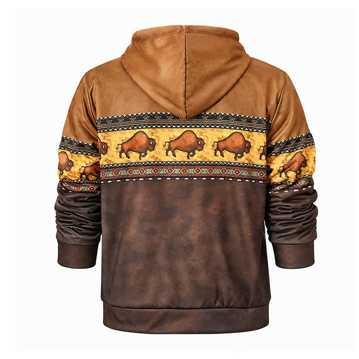 Veste de travail d'hiver à capuche pour homme, motif buffle amérindien - image 10