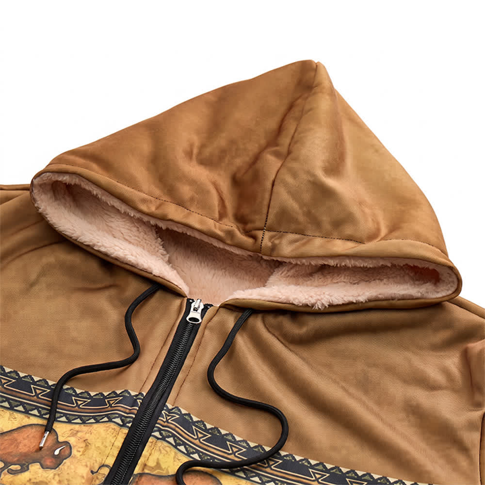 Veste de travail d'hiver à capuche pour homme, motif buffle amérindien - image 4