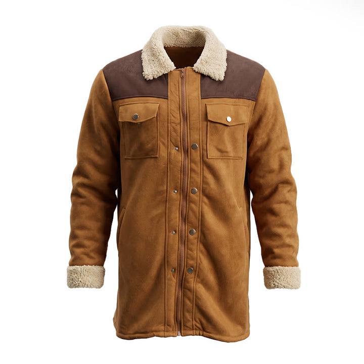 Manteau long western vintage à poches multiples pour homme - image 1