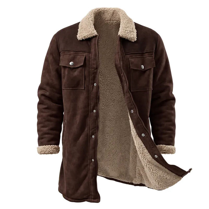 Manteau long western vintage à poches multiples pour homme - Café - Solide - 3XL - image 11