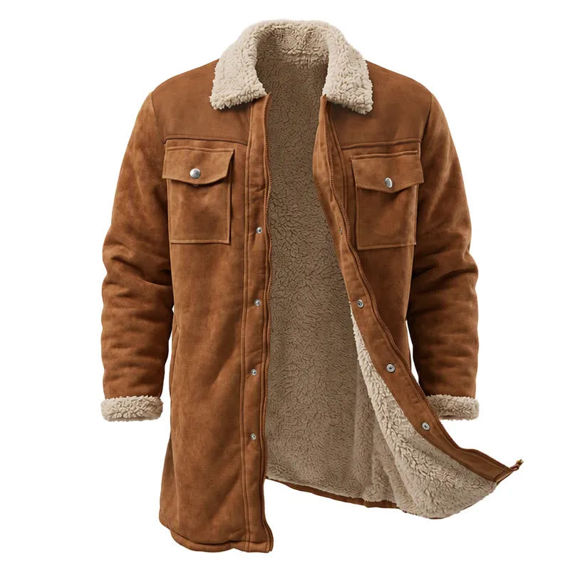 Manteau long western vintage à poches multiples pour homme - Gingembre - Solide - 3XL - image 10