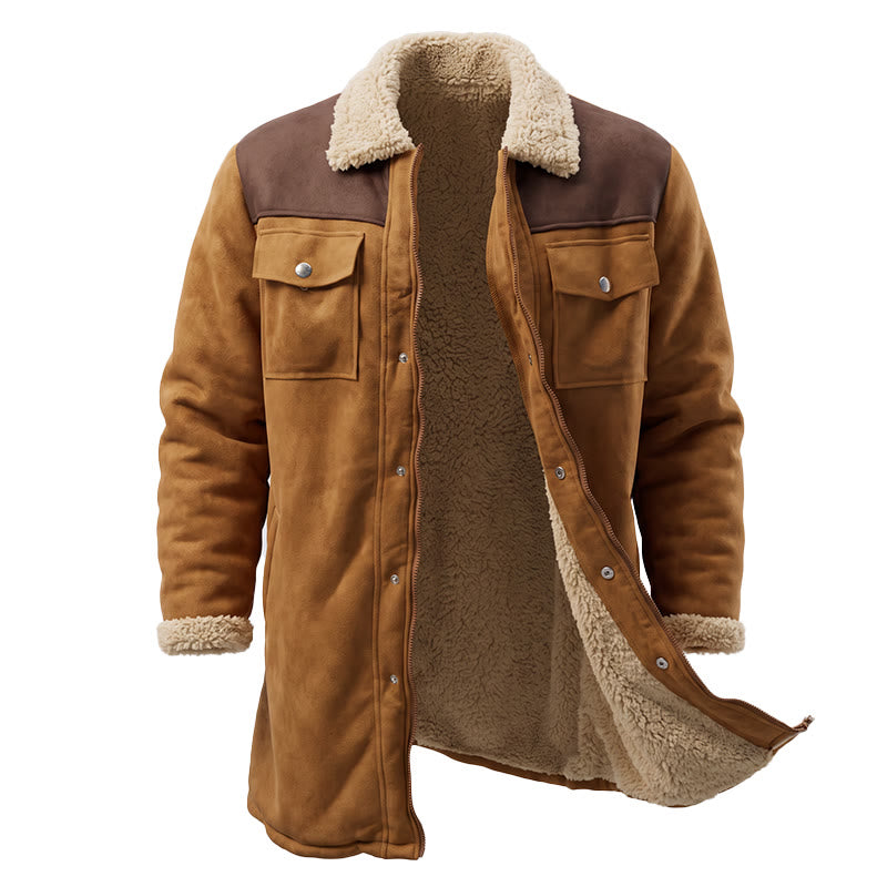 Manteau long western vintage à poches multiples pour homme - Gingembre + Café - 3XL - image 2