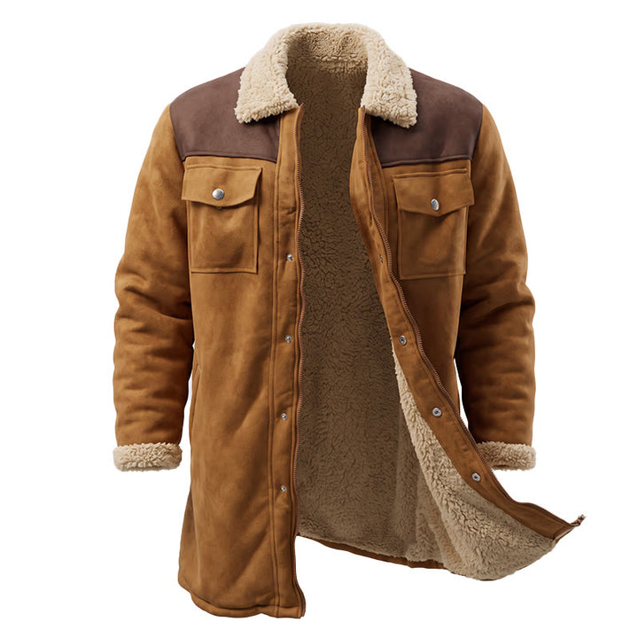 Manteau long western vintage à poches multiples pour homme - Gingembre + Café - 3XL - image 2