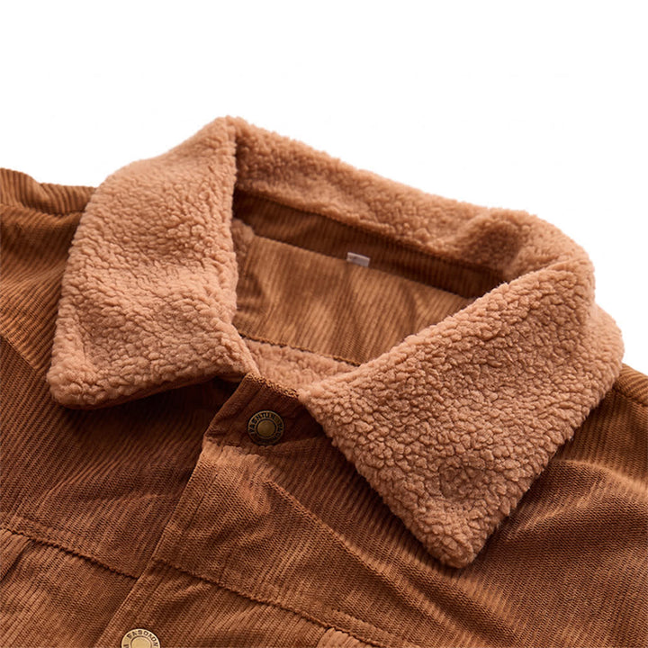 Veste d'extérieur pour homme en velours côtelé à capuche confortable avec col en polaire - image 3