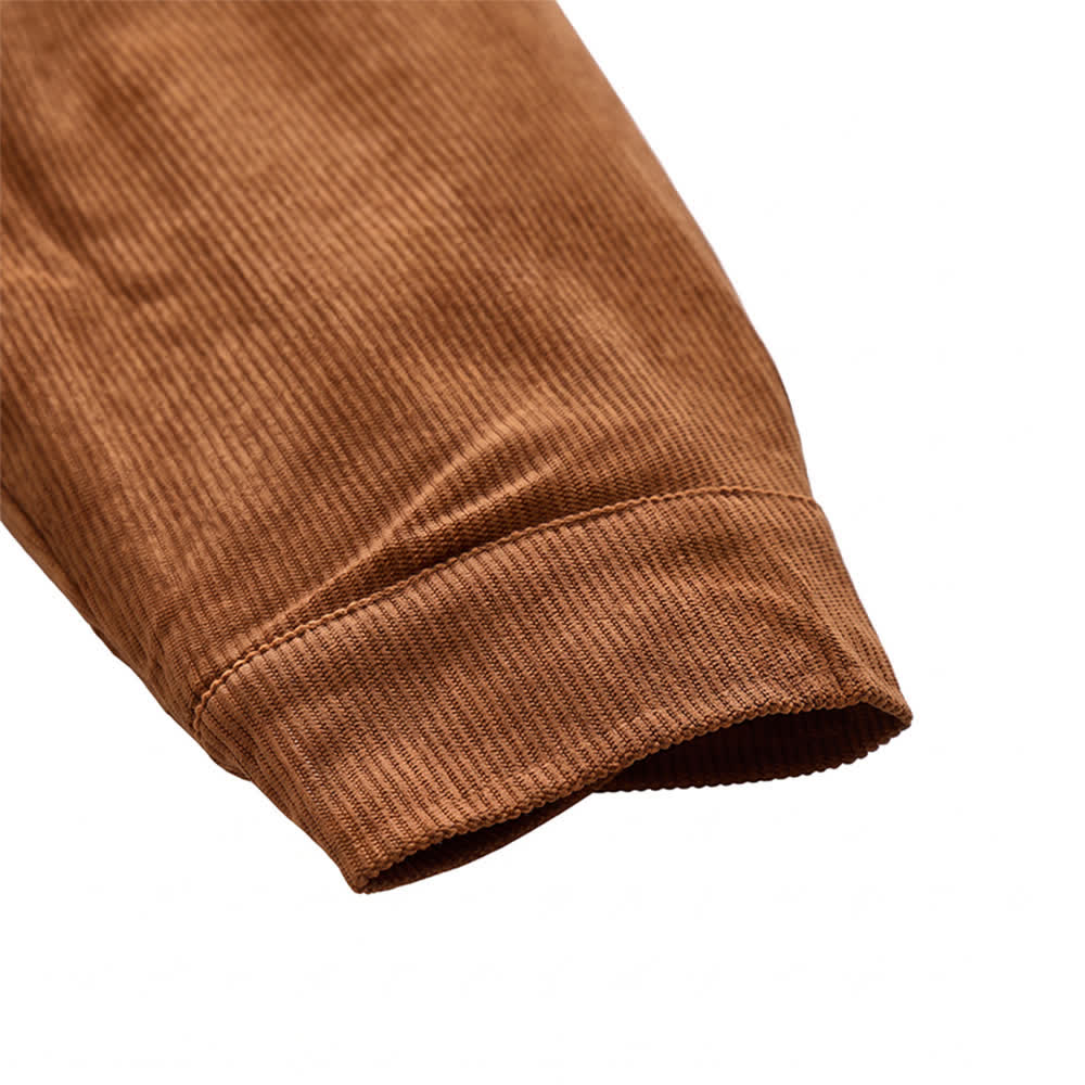 Veste d'extérieur pour homme en velours côtelé à capuche confortable avec col en polaire - image 7