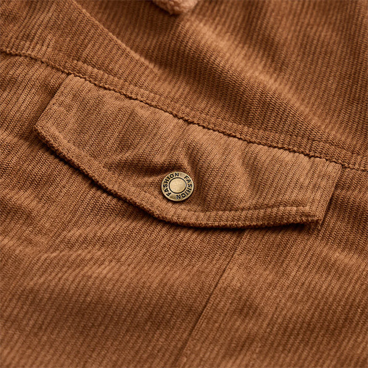 Veste d'extérieur pour homme en velours côtelé à capuche confortable avec col en polaire - image 6