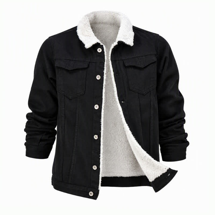 Veste trucker en jean chaud pour homme avec col en polaire - image 9